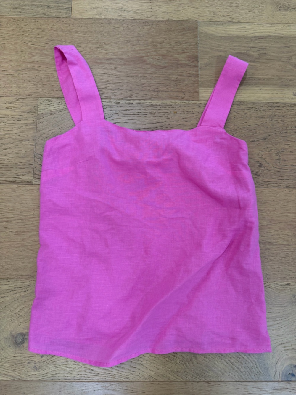 J. Crew Bright Hot Pink linen lined tank top women’s XS, but fits like S EUC
